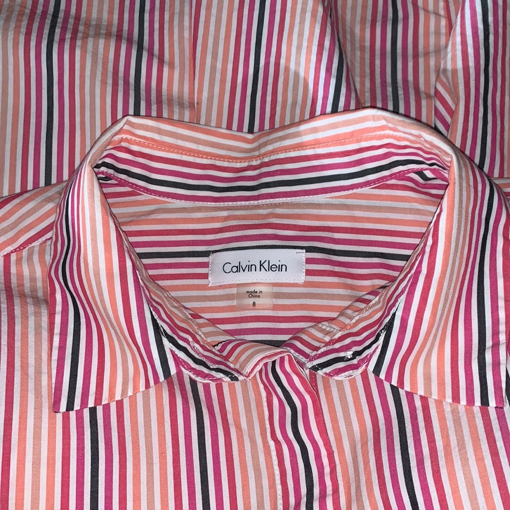 Calvin Klein 8 Shirt Dress. Striped - Picture 5 of 8